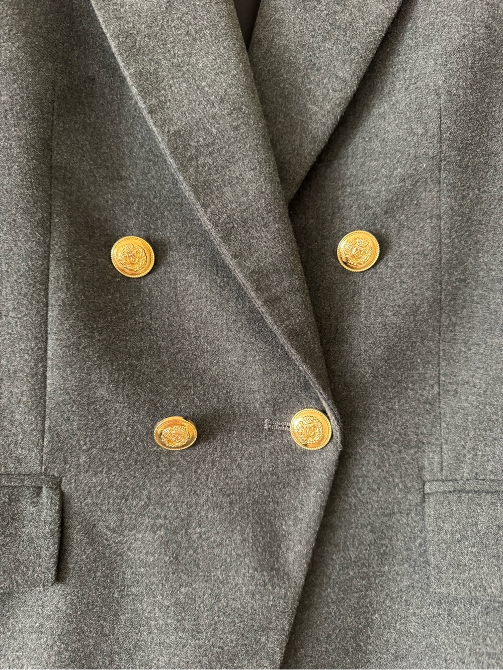 Zara Dark Gray Double-Breasted Blazer with Gold Buttons - Picture 2 of 6